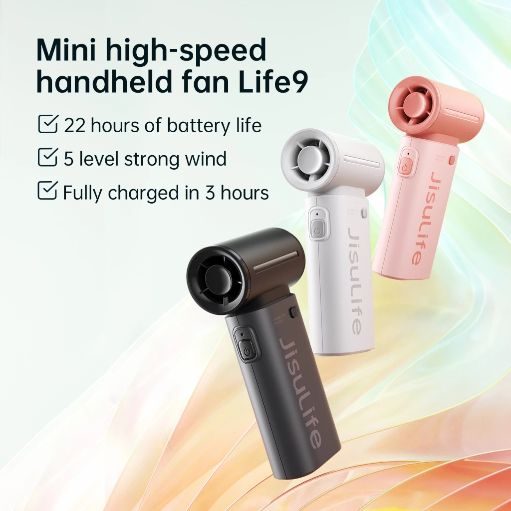 JisuLife handheld fan life9 พัดลมเจ็ท ขนาดเล็ก แบบพกพา 3600mAh ใช้งานได้ 13 ชั่วโมง