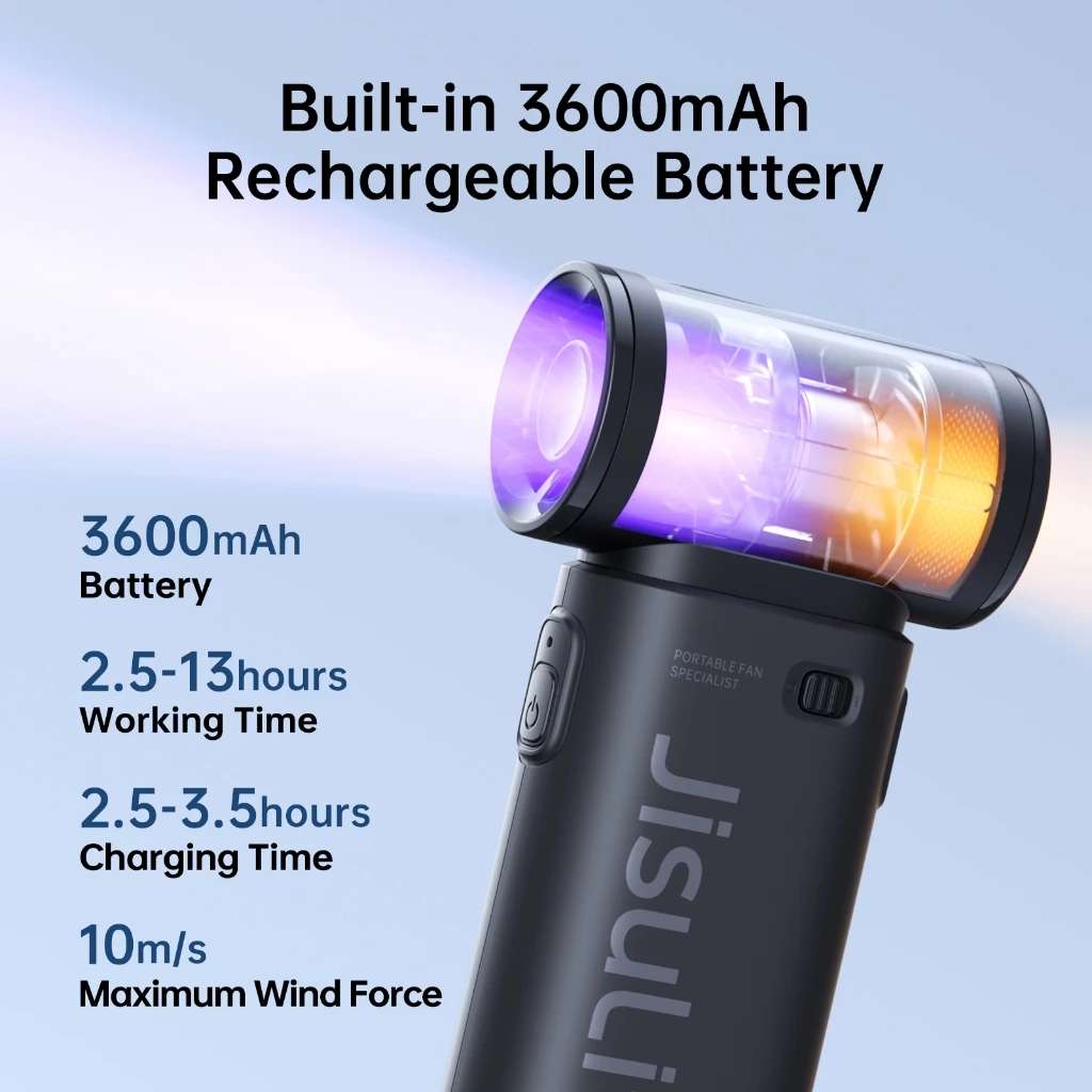 JisuLife handheld fan life9 พัดลมเจ็ท ขนาดเล็ก แบบพกพา 3600mAh ใช้งานได้ 13 ชั่วโมง thumbnail 3
