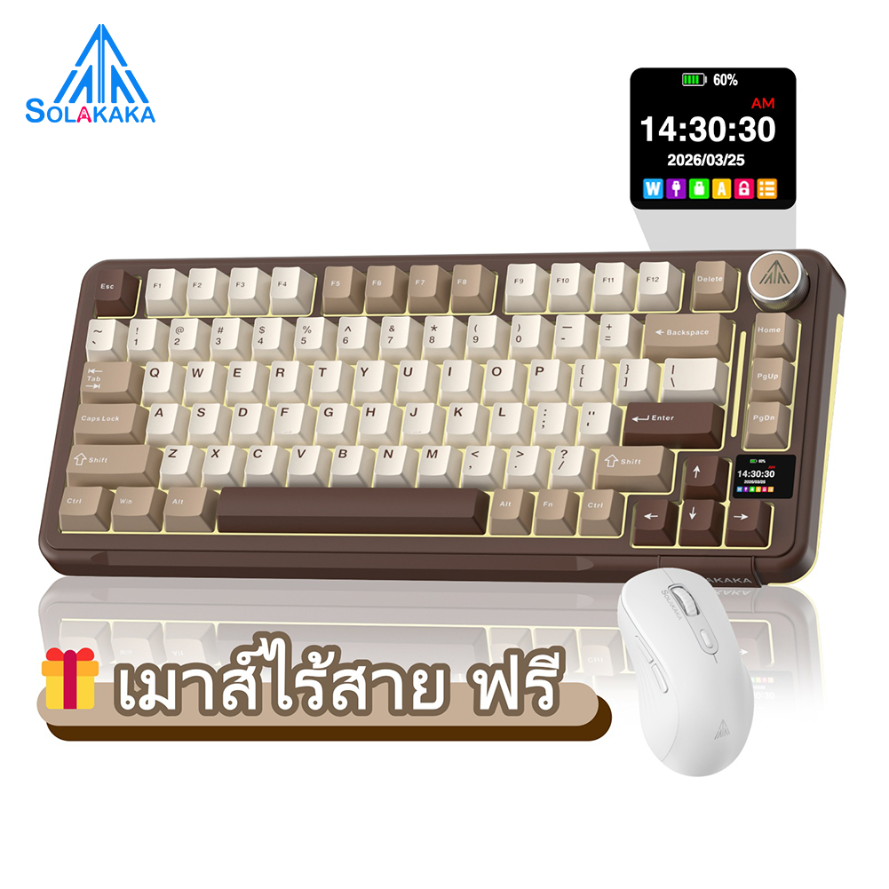 SOLAKAKA A75PRO คีย์บอร์ดแมคคานิคอล หน้าจอ LCD Tri-Mode RGB Hot-swap Wireless คีย์บอร์ดเกมมิ่ง สำหรับเล่นเกมและทำงาน