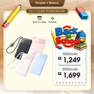 【24-Month Warranty】Baseus FC11 20000mAh 10000mAh 22.5W Dual-Cable Power Bank Digital Display Fast Charging For All Phone