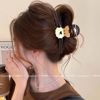 น่ารักเคราลูกสุนัขช็อคโกแลตสีน้ําตาลคว้าคลิปหญิงกลับหัวที่ดีงามผมฉลามคลิปอุปกรณ์ผมสามเหลี่ยมกิ๊บ