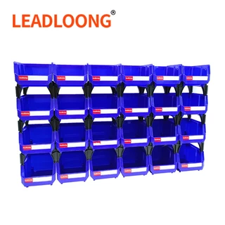 LEADLOONG V Series กล่องอะไหล่ กล่องเก็บของวางซ้อนกันได้ - ออแกไนเซอร์โรงรถที่ทนทานสําหรับเครื่องมือและอุปกรณ์เสริม-ภาชนะประหยัดพื้นที่สําหรับโรงรถ รถยนต์ และบ้าน