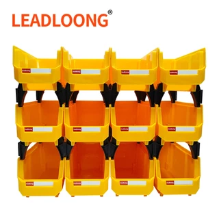 LEADLOONG V Series กล่องอะไหล่ กล่องเก็บของวางซ้อนกันได้ - ออแกไนเซอร์โรงรถที่ทนทานสําหรับเครื่องมือและอุปกรณ์เสริม-ภาชนะประหยัดพื้นที่สําหรับโรงรถ รถยนต์ และบ้าน