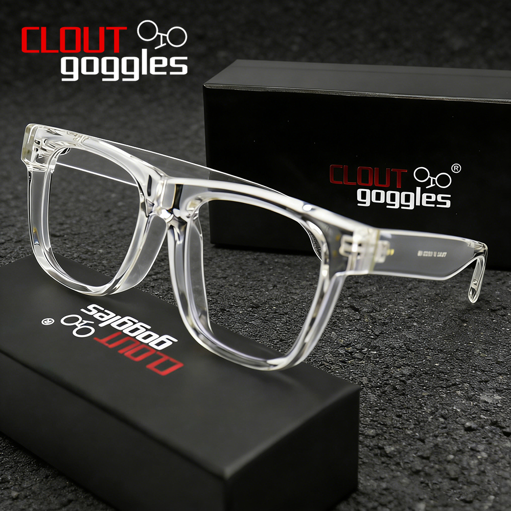 CLOUT GOGGLES ขยายกว้าง 160 มม.หนากรอบแว่นตา TR90 Rivet กรอบสแควร์ Anti Blue Light เลนส์แว่นตาชายหญิง