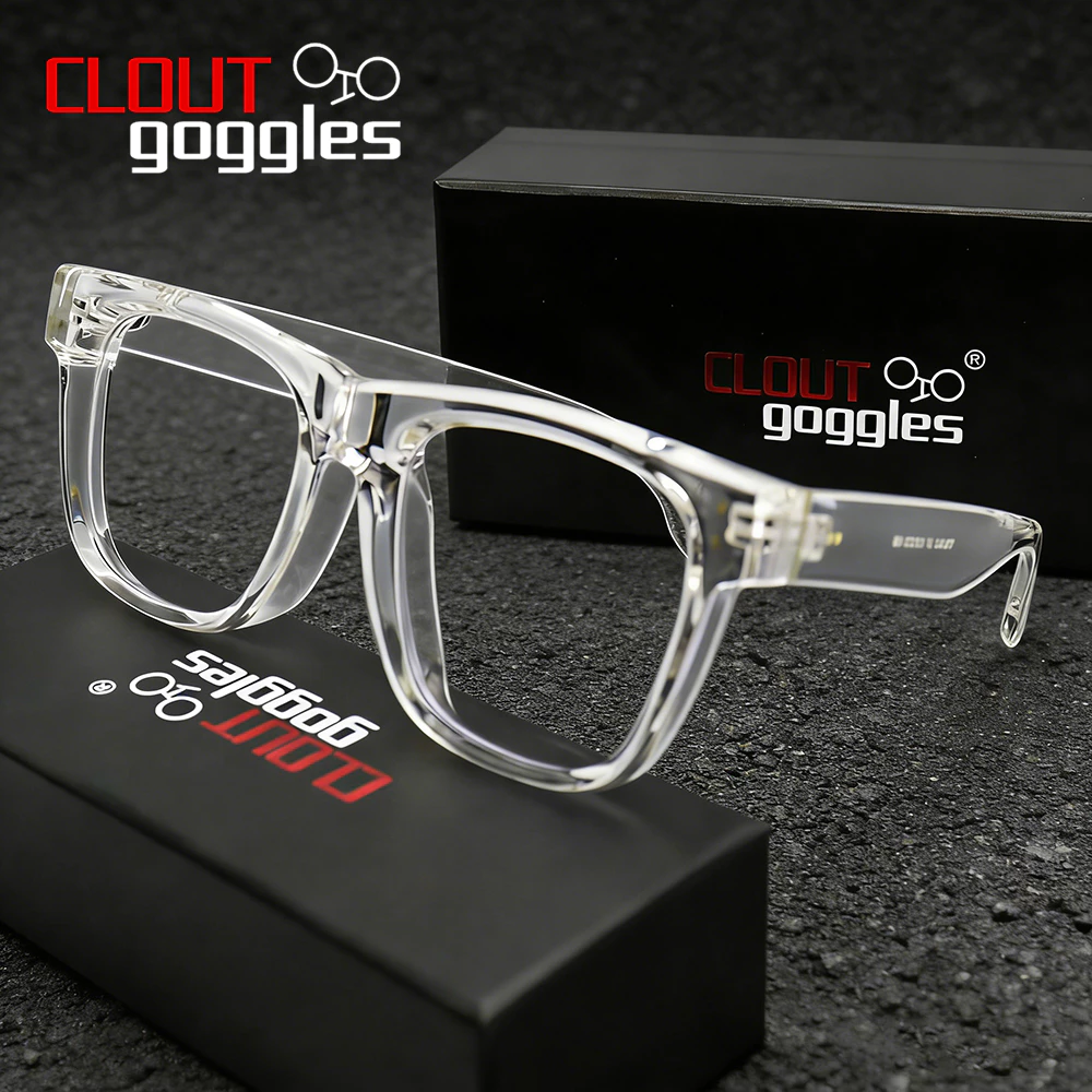 CLOUT GOGGLES ขยายกว้าง 160 มม.หนากรอบแว่นตา TR90 Rivet กรอบสแควร์ Anti Blue Light เลนส์แว่นตาชายหญิง