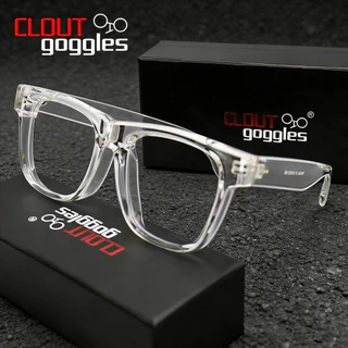 CLOUT GOGGLES ขยายกว้าง 160 มม.หนากรอบแว่นตา TR90 Rivet กรอบสแควร์ Anti Blue Light เลนส์แว่นตาชายหญิง