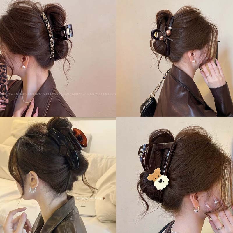 Arched หัวเข็มขัดผีเสื้อคว้าคลิป 13 ซม. กิ๊บติดผม ins High-End Bow Temperament Shark Clip