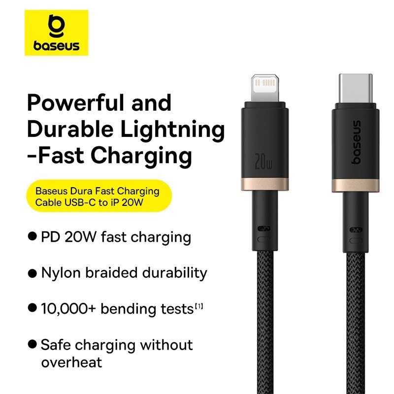 สายเคเบิลถักภายนอก Baesus Type-C ถึง iP 20W เพื่อป้องกันการแตกร้าว
