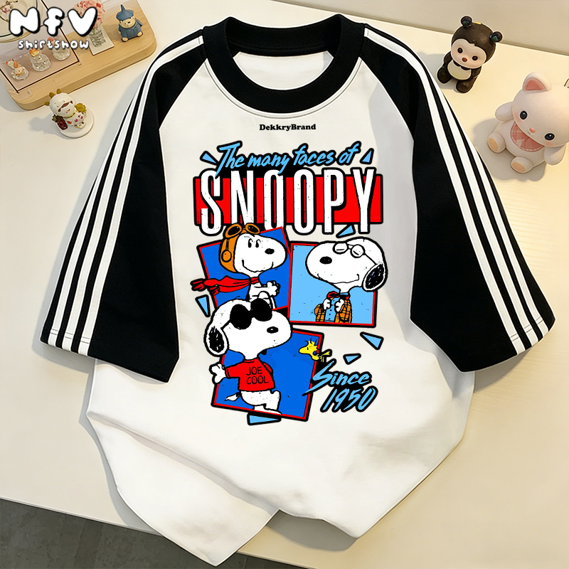 NFV เสื้อยืดคอตตอนแขนสั้น สไตล์วินเทจอเมริกัน ลายSnoopy สำหรับผู้หญิง ฤดูร้อน ดีไซน์เก๋ไก๋ที่ไม่ซ้ำใคร YG4806