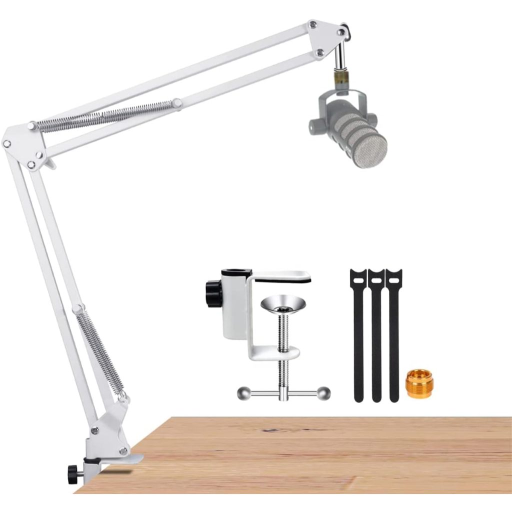 สําหรับ Rode Podmic White Boom Arm, Mic Desk ขาตั้งสีขาวเข้ากันได้กับไมโครโฟน Rode Podmic White Arm 