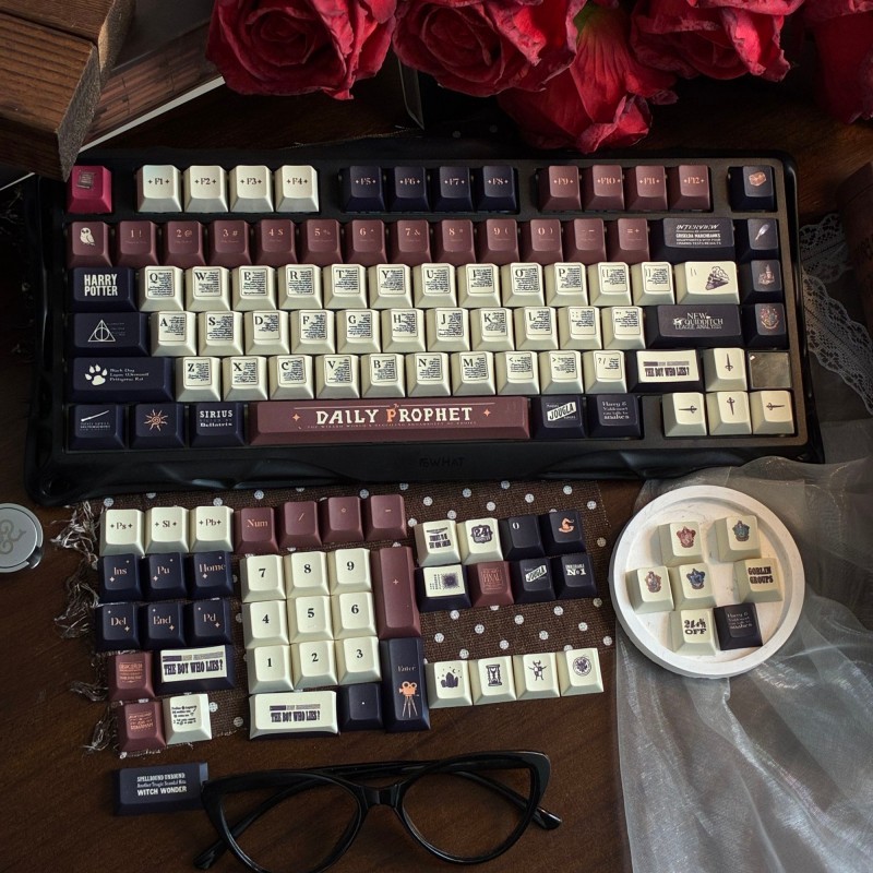 LOGITECH AULA AULAKeycap เฉพาะRetro ส่วนบุคคล Prophet Slytherin Harry Potter Keycaps โปรไฟล์เชอร์รี่ PBT Sublimation สําหรับ DIY ที่กําหนดเองคีย์บอร์ดเกม RK/Anne Pro 2Logitech/RK ROYAL KLUDGE/