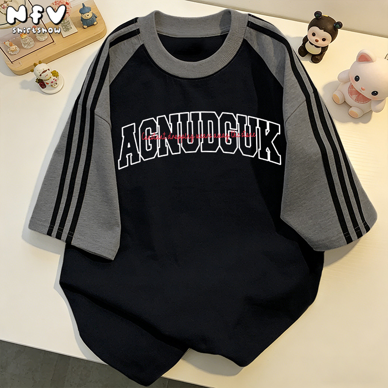 NFV เสื้อยืดแฟชั่น🎀ลายสกรีนตัวอักษร เรียบง่ายแมทช์ง่าย ขนาดใหญ่หลวม สาวอ้วน Cotton T-shirt YG3