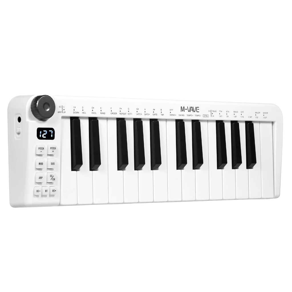 M-VAVE SMK-25 II MIDI Pad Controller คีย์บอร์ด USB Mini 25 คีย์, 16 RGB กลอง Pads,8 ปุ่มและการผลิตเพ