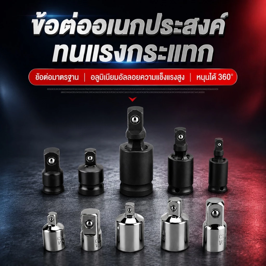 หัวต่อบล็อก 4 ชิ้น ชุดข้อต่อแปลงลูกบล็อก ตัวแปลงประแจบล็อก 1/2"↔3/8" 1/4"↔3/8" 3/8"↔1/2" แข็งแรง ทนทาน ใช้งานอเนกประสงค์ T0015