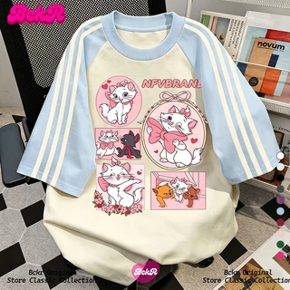 【จัดส่งตลอด 24 ชั่วโมง】🔥BCKR ลายกราฟฟิตี้ลูกแมวผู้หญิงชุดหน้าร้อนtshirt🐱คอกลมเสื้อoversizeYG6276