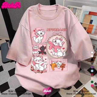 【จัดส่งตลอด 24 ชั่วโมง】🔥BCKR ลายกราฟฟิตี้ลูกแมวผู้หญิงชุดหน้าร้อนtshirt🐱คอกลมเสื้อoversizeYG6276