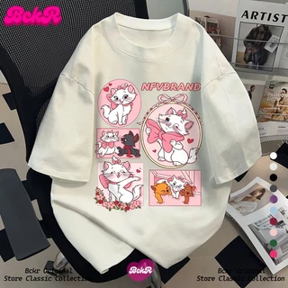 【จัดส่งตลอด 24 ชั่วโมง】🔥BCKR ลายกราฟฟิตี้ลูกแมวผู้หญิงชุดหน้าร้อนtshirt🐱คอกลมเสื้อoversizeYG6276