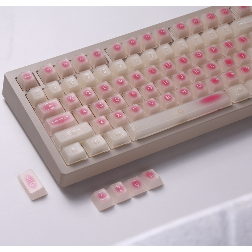 Womier Blush สีชมพู 115 คีย์ครีมโปร่งแสง Keycaps Cherry Profile Keycap ชุดสําหรับ 61/68/87/104/108 คีย์บอร์ด