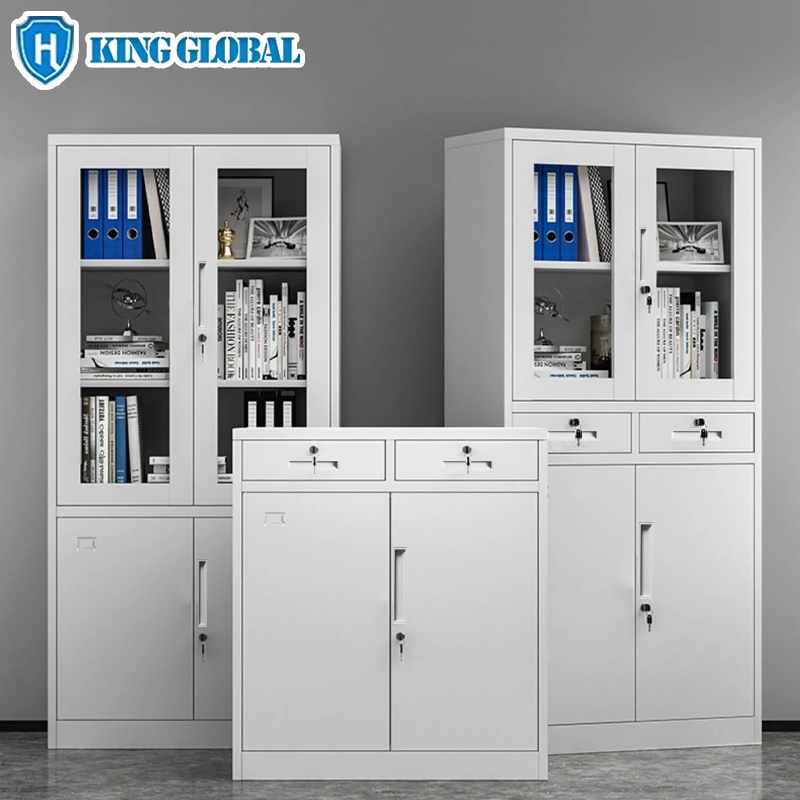 King Global ตู้เก็บเอกสารแบบปรับได้ ตู้เก็บของประตูโปร่งใส พร้อมตู้เก็บเอกสารล็อคหลายชั้น