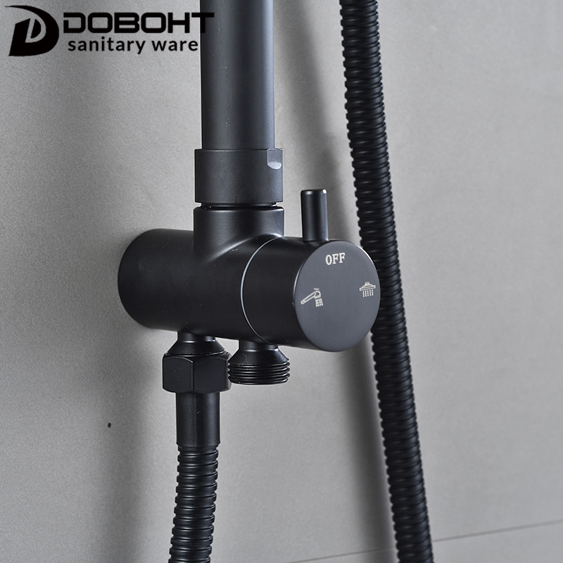 Doboht วาล์วควบคุมทองเหลือง แบบติดผนัง สีดํา BODY-D11011-BL