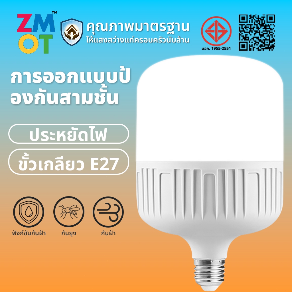หลอดไฟ LED HighBulb แสงขาว light ขั้ว E27 5W 10W 20W 30W 60W 100W 120W 200W หลอดไฟLED สว่างนวลตา หลอดไฟและอุปกรณ์