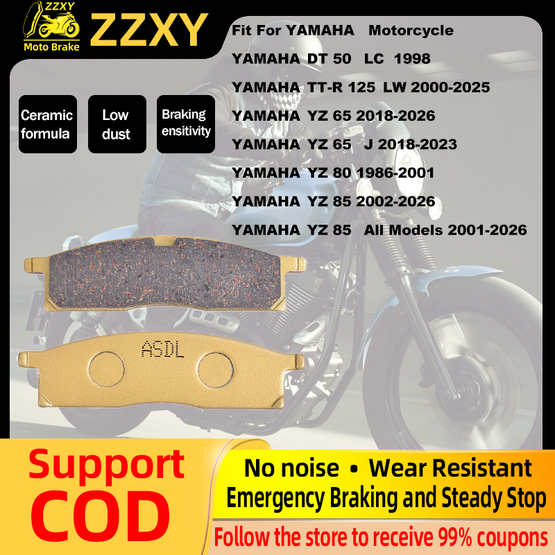 สําหรับ YAMAHA	TT-R 125 2000-2025 YZ 65 2018-2026 YZ 80 1986-2001 YZ 85 2002-2026 ผ้าเบรคเซรามิคไฟเบ