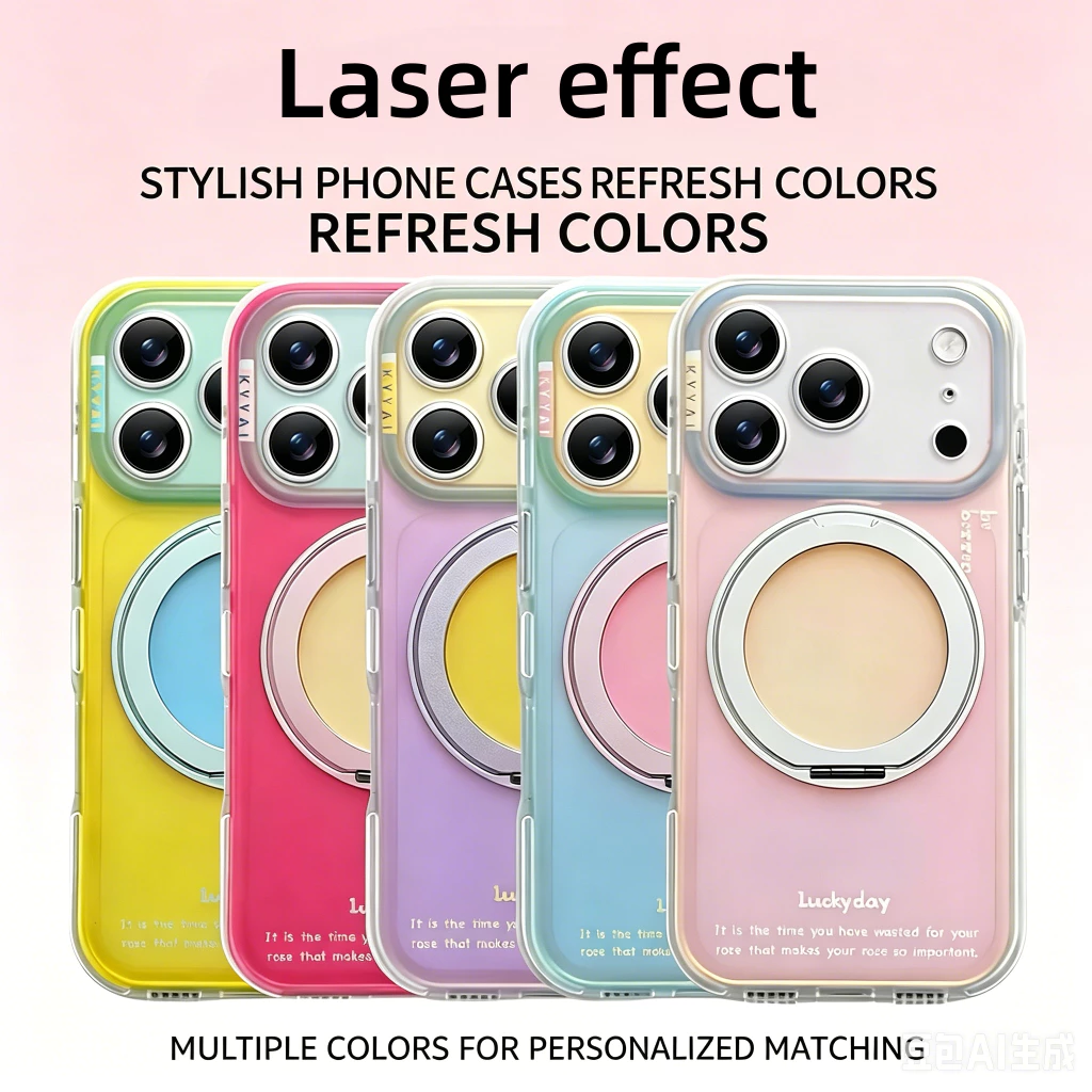 【Laser IMD hard case/Rotatable bracket/Pink】เคส compatible for iPhone 14 15 16 17 pro max case