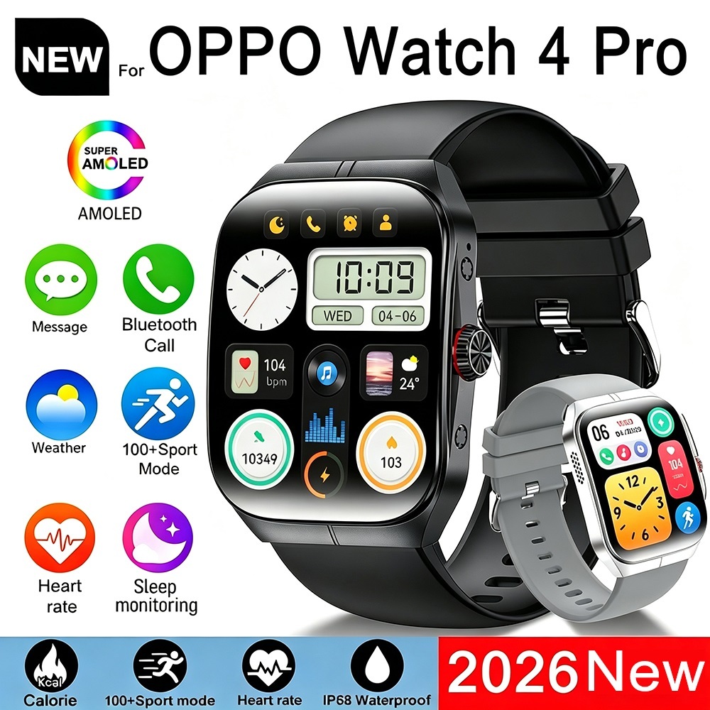 2026 ใหม่หน้าจอ HD AMOLED สําหรับ OPPO นาฬิกา 4 Pro กีฬาสมาร์ทนาฬิกาผู้ชาย GPS Track กันน้ําบลูทูธโทรสมาร์ทวอท์ช