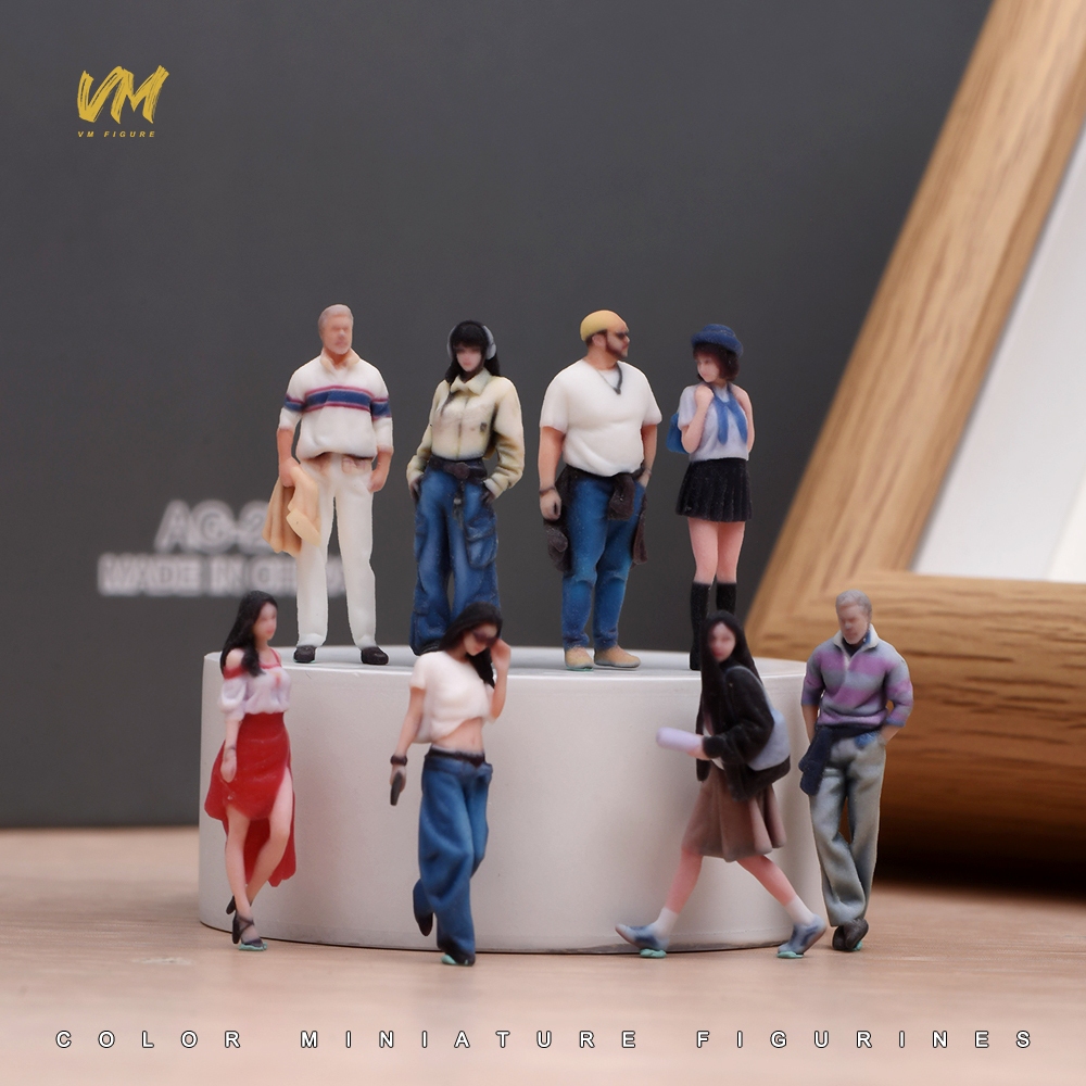 3D Miniature Figures 1/64 Scale Diorama รูปเพลงพัดลมสไตล์สาวกลางอายุ Man ฉาก Props คนเล็กๆรุ่น 3D พิมพ์ Mini Action Figure สําหรับตกแต่งรถ