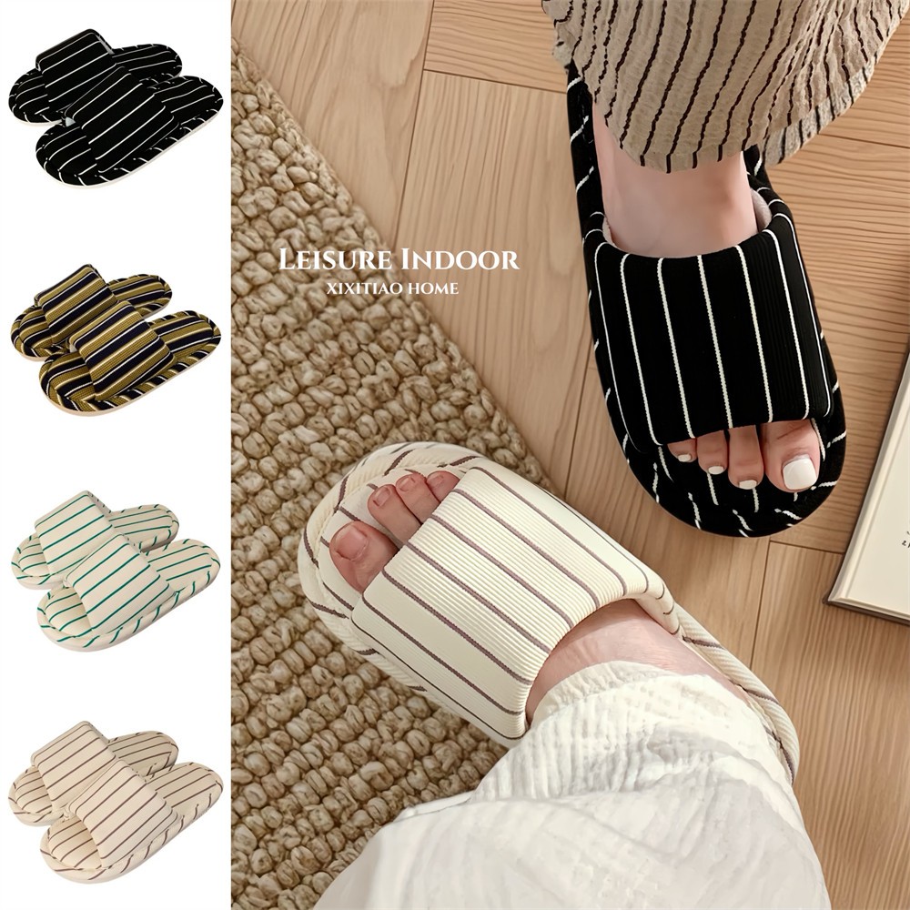 XIXITIAO รองเท้าแตะผ้าฝ้ายลินิน Soft Sole Four Seasons Universal สุภาพสตรีลายรองเท้าพื้นบ้านสไตล์ญี่ปุ่น