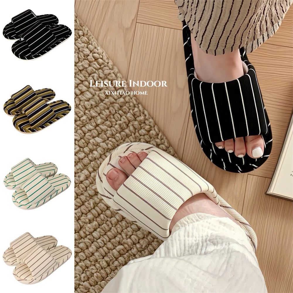 XIXITIAO รองเท้าแตะผ้าฝ้ายลินิน Soft Sole Four Seasons Universal สุภาพสตรีลายรองเท้าพื้นบ้านสไตล์ญี่ปุ่น