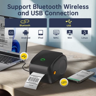 FlashLabel Thermal Printer Y468 เครื่องปริ้นออเดอร์ USB สามารถพิมพ์คำสั่งซื้อขนาด A6/A7 บันทึกการจัดส่ง บาร์โค้ดสำหรับการจัดส่ง Barcode เครื่องปริ้นใบปะหน้าพัสดุ ฉลากสินค้า USB+Bluetooth Thermal Printer เครื่องพิมพ์ฉลากความร้อน