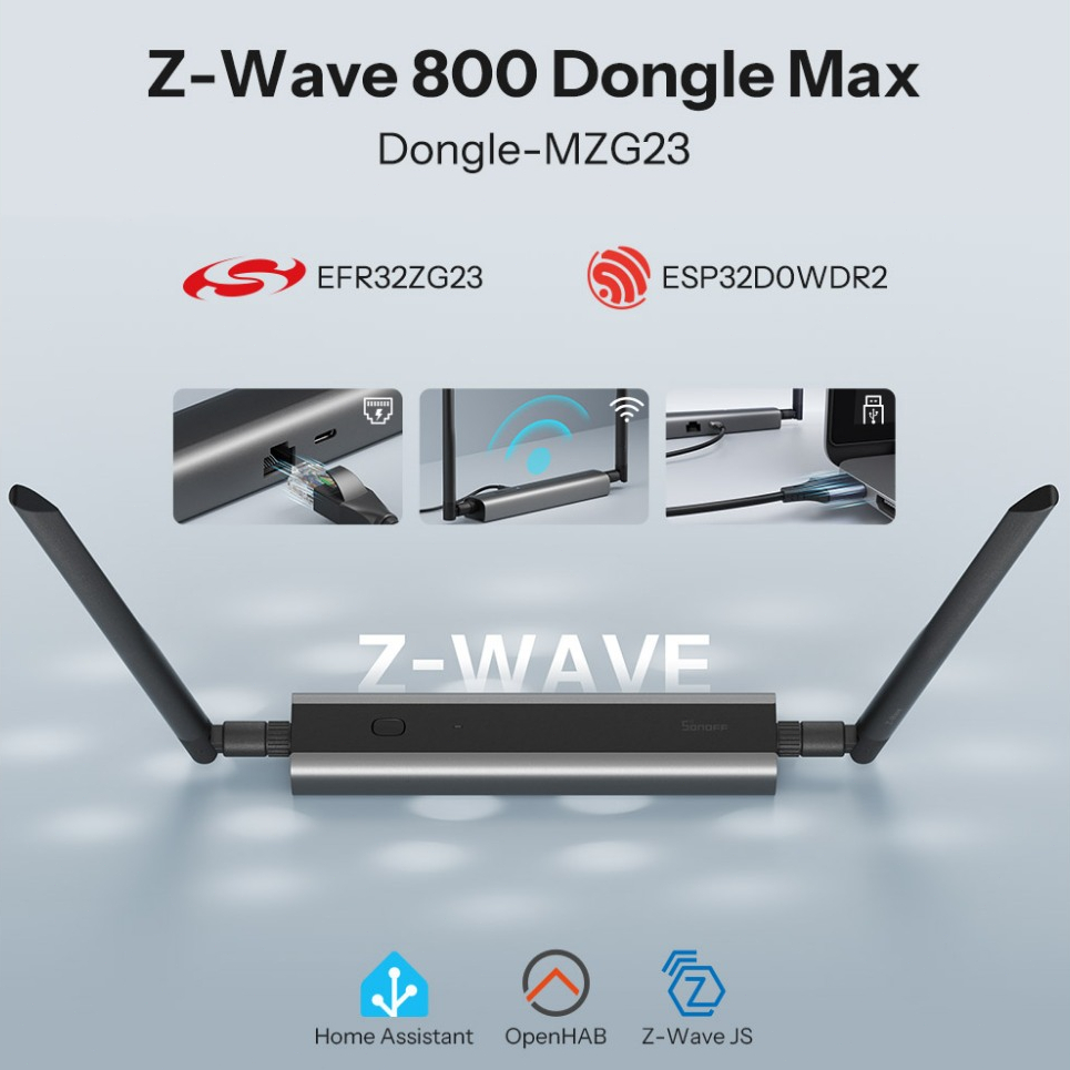 SONOFF Dongle-MZG23 Z-Wave Long Range 800 PoE Dongle Max Performance สถาปัตยกรรมชิปคู่เปิดระบบนิเวศไม่มีรอยต่อบูรณาการ