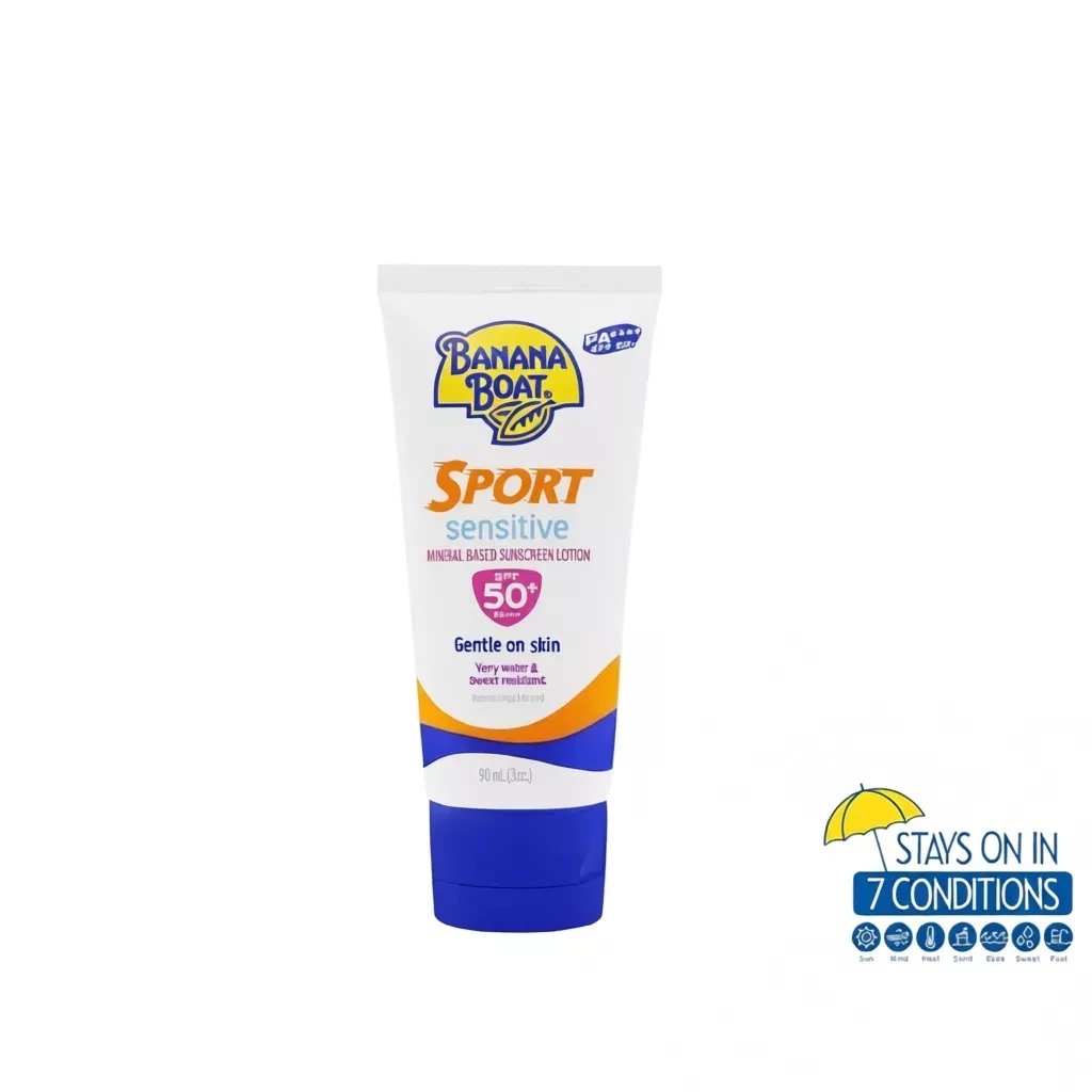 BANANA BOAT Sport Sensitive Mineral Based Sunscreen Lotion SPF50+ PA++++ 90ml บานาน่า โบ๊ท สปอร์ต เซ็นซิทีฟ ซันสกรีน