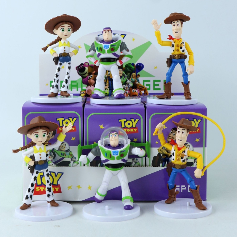 6 ชิ้น/เซ็ต 10 ซม.การ์ตูนอะนิเมะ Toy Story Mini รูป Woody Buzz Lightyear Jessie PVC รูปปั้นเดสก์ท็อปตกแต่งตุ๊กตาของเล่น