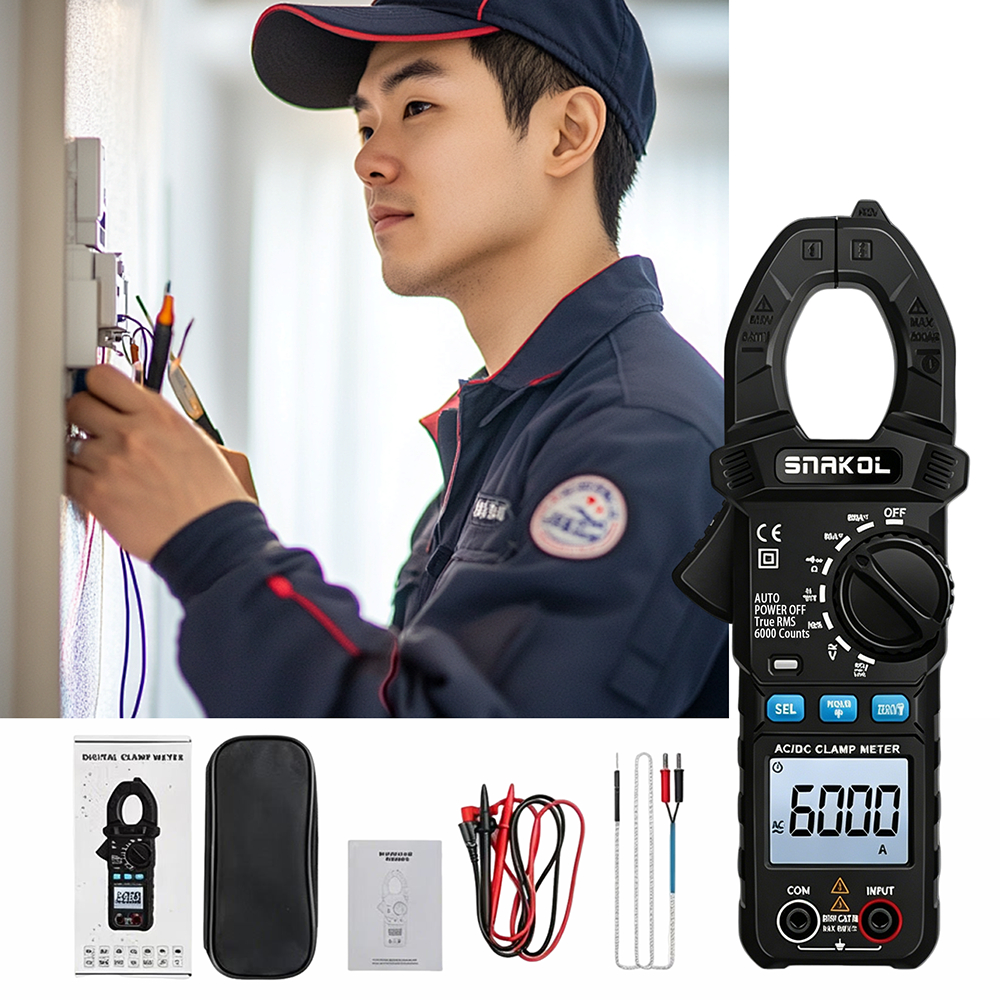 ZLLJMETER SK-203 True RMS 600A แคลมป์มิเตอร์, มัลติมิเตอร์แบบดิจิตอล 6000 นับพร้อม NCV และการทดสอบอุ