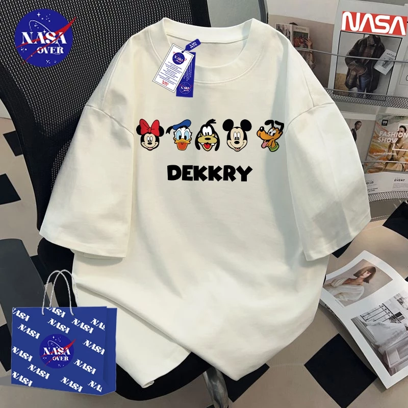 【พร้อมส่ง】🔥NASA ทรงโอเวอร์ไซส์ แขนสั้น คอกลม ใส่ได้ทั้งชายหญิง ลายสัตว์ 🐾🦁 เสื้อ ผ้าฝ้ายแท้100% คอกลม YG505