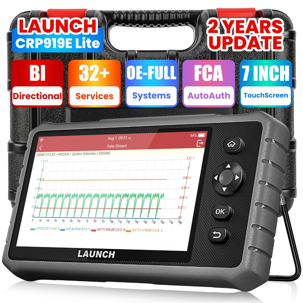 Launch X431 CRP919E Lite OBD2 เครื่องสแกนเนอร์ควบคุมแบบสองทิศทางทั้งหมดเครื่องมือวินิจฉัยรถยนต์ 32 + บริการสนับสนุน FCA SGW AutoAath