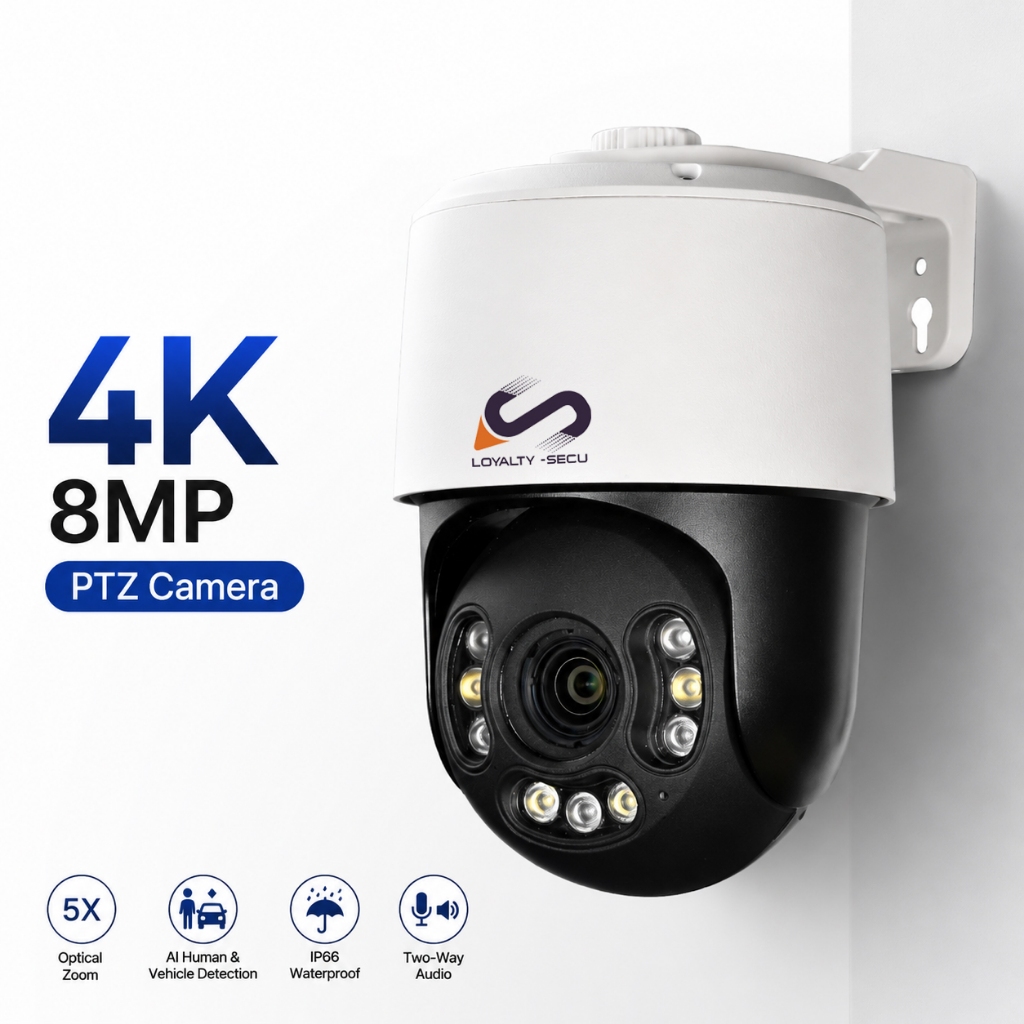 LOYALTY-SECU LY-MIP-P85 8MP 4K กล้อง Mini PTZ | กล้อง IP PoE ซูมออปติคัล 5X พร้อมการติดตามอัตโนมัติแ
