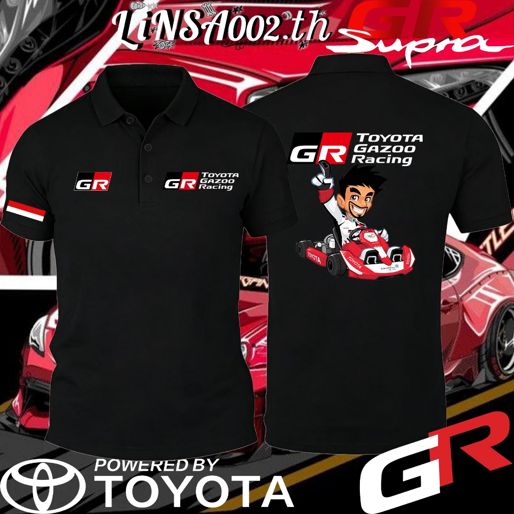 เสื้อโปโล Toyota Gr Racing Team TOYOTA Car Club การพิมพ์ Polo shirt สวมใส่สบาย ไม่หด ไม่ยับ ผลิตจากเนื้อผ้าที่สวมใส่สบาย Unisex#012