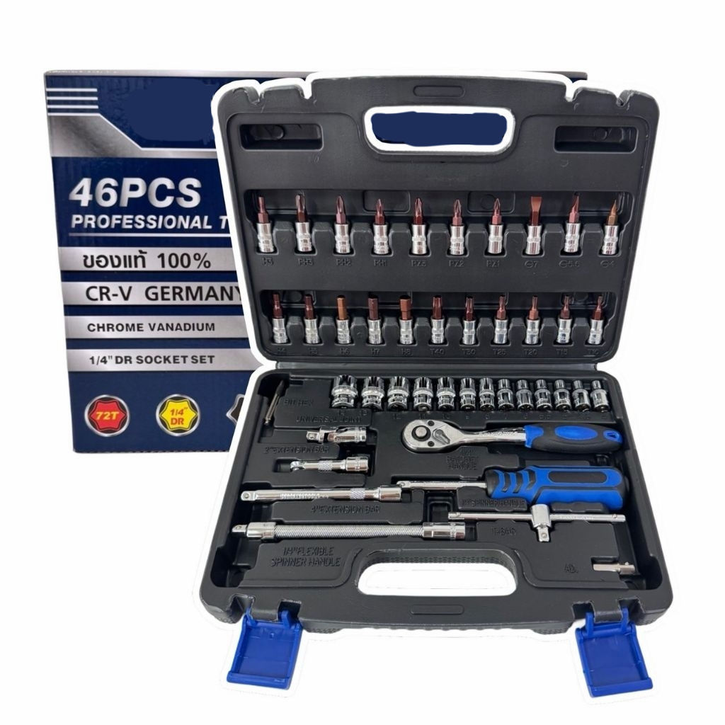 ชุดเครื่องมือ ประแจ ชุดบล็อก 1/4" (2หุน) 46 ชิ้น ยี่ห้อ EURO KING TOOLS