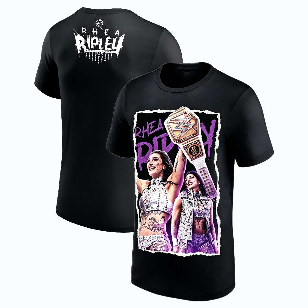 เสื้อยืดผู้ชาย Black Rhea Ripley World Championship Wins