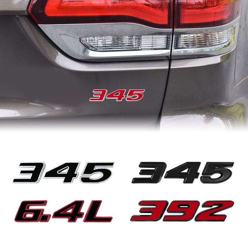 392 345 6.4L โลโก้สัญลักษณ์โลหะกาว Badge ด้านหลัง Fender Body สติกเกอร์สําหรับ HEMI เข็มทิศ Wrangler