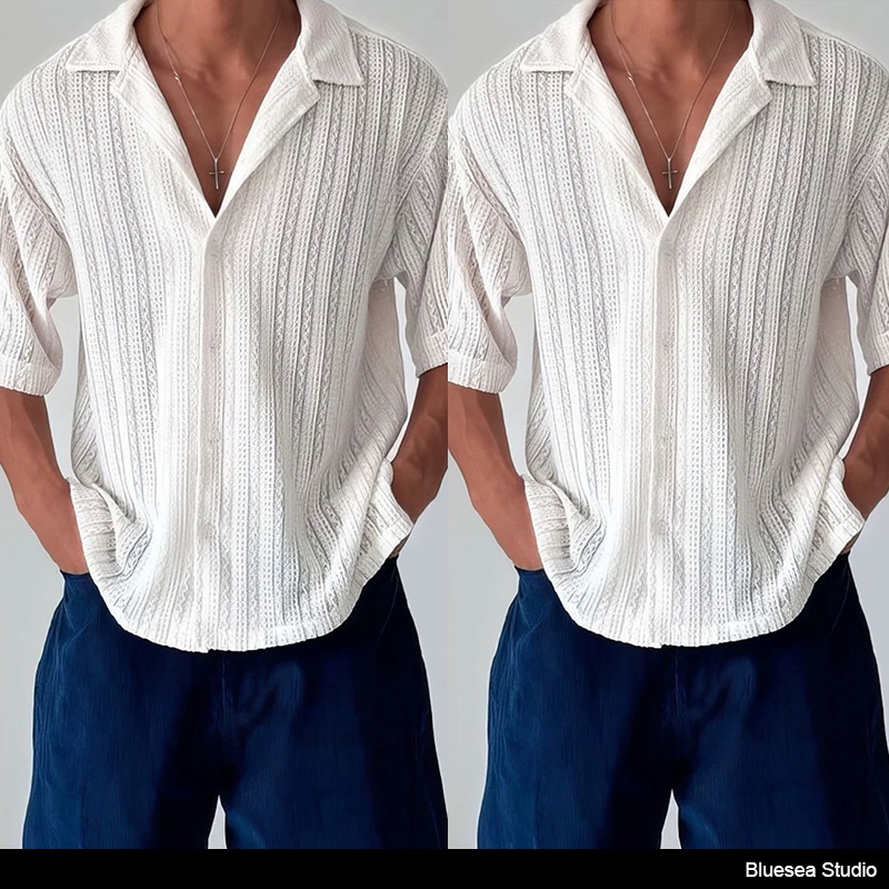 BS |shirt กลวงตาข่ายแขนสั้นถักเสื้อผู้ชายฤดูร้อนบางแฟชั่นหล่อสีขาว เสื้อโปโลชายและหญิงคู่หลวมเสื้อขนาดใหญ่ท็อปส์สําหรับผู้ชาย  4.8  1.5k รีวิว