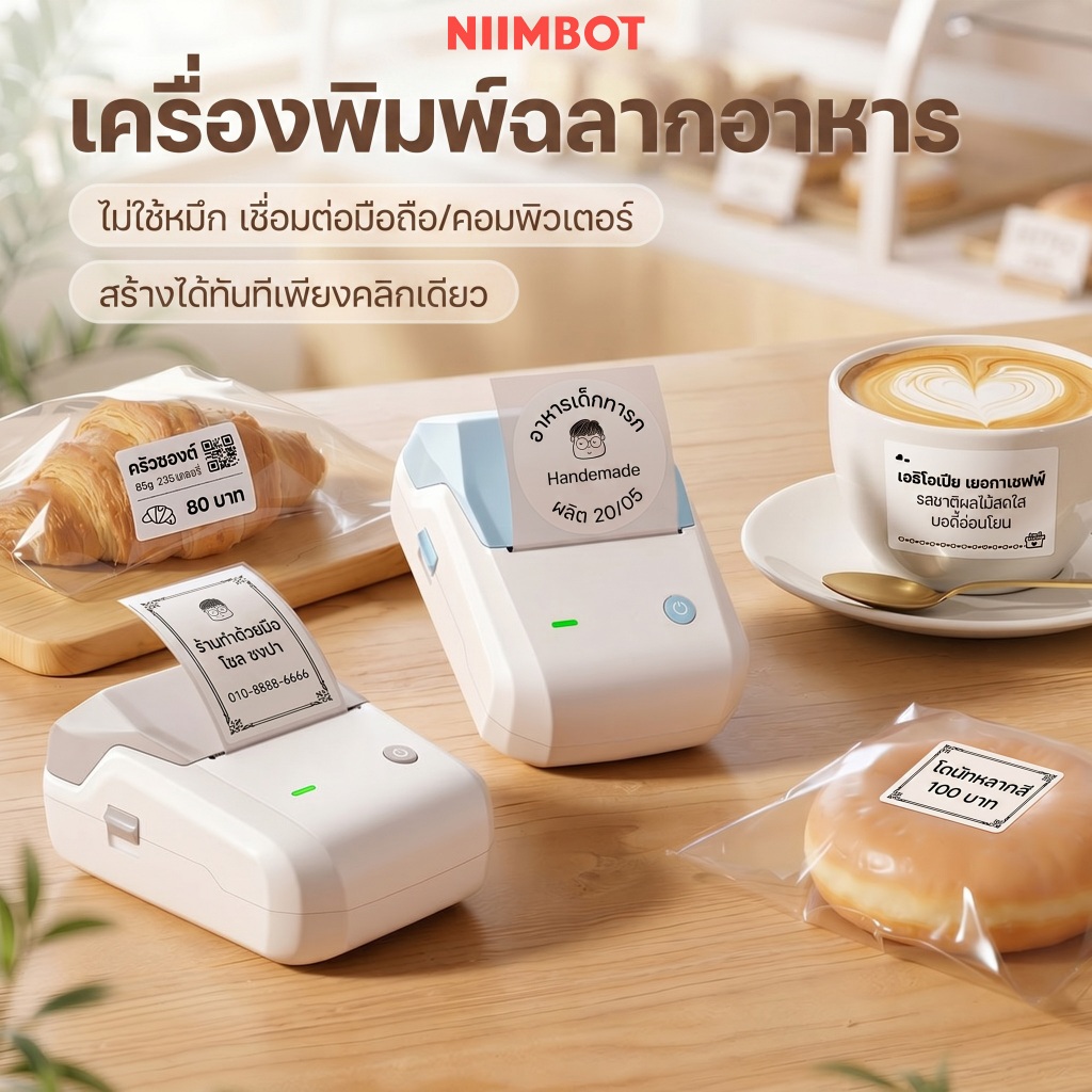 NIIMBOT B1 เครื่องพิมพ์ฉลากบาร์โค้ดสำหรับสินค้า – เครื่องพิมพ์ฉลากสำหรับสายเคเบิล โลโก้ บาร์โค้ด และ