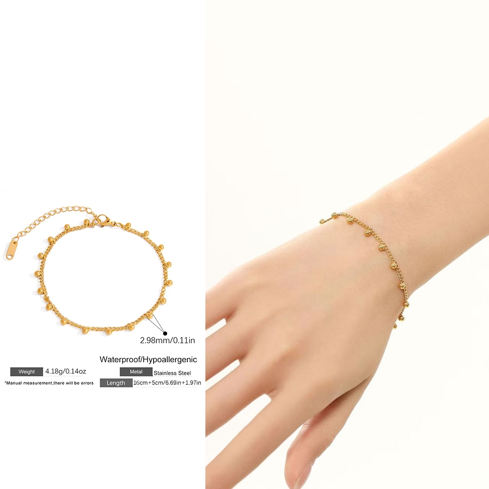 Luna Petite สร้อยข้อมือลูกปัดกลมสแตนเลสกันน้ํา Sweatproof Non-Fading แฟชั่นประณีต Elegant All-Match เหมาะสําหรับสุภาพสตรี
