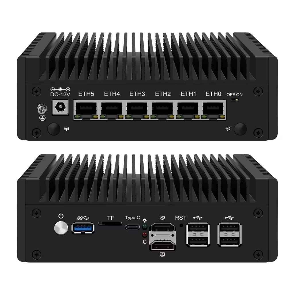 6x i226-V 6 LAN 2.5G เราเตอร์ไฟร์วอลล์ 12th Gen Intel i3 N305 N100 Fanless Mini PC DDR5 2xHDMI2.1 US