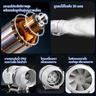 ประเทศไทยท้องถิ่นสต็อก Inline Duct 4 "6" 8" 1.5M ยืดหยุ่น Air Duct ผสมกระแสเงินสดพัดลมดูดอากาศ พัดลมระบายอากาศ Air Extractor Range Hood Booster พัดลมเสียงต่ํา High Airflow