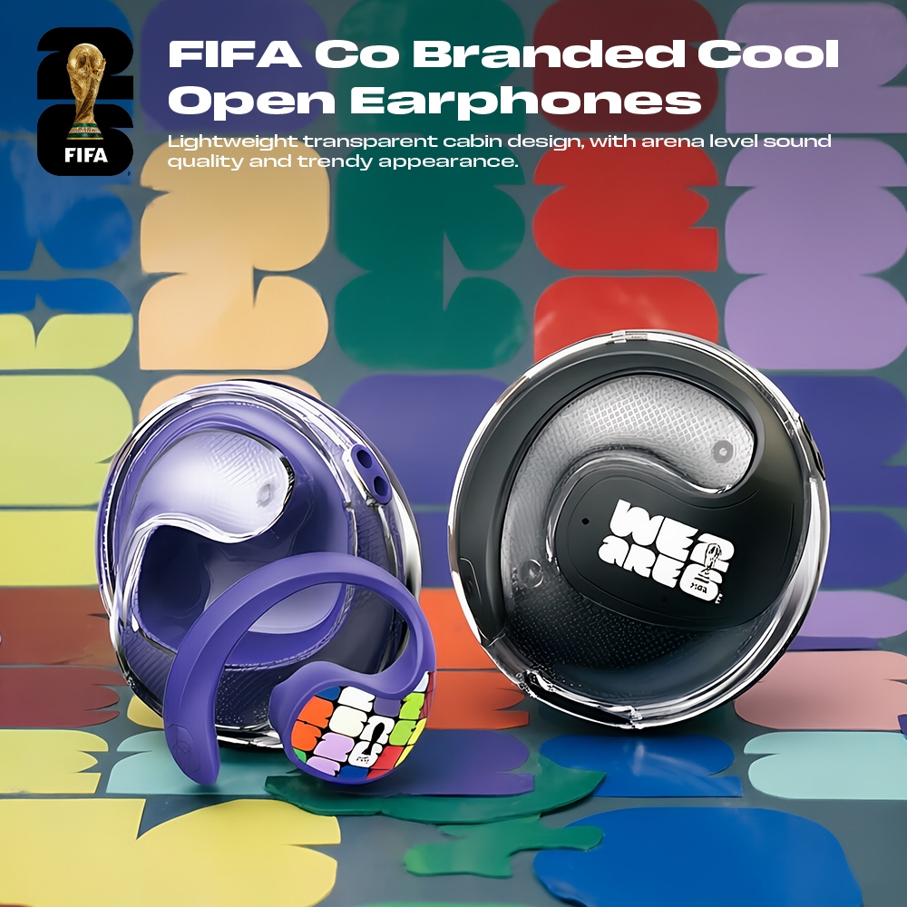 【อย่างเป็นทางการ FIFA World Cup 2026 Licensed  】F26E02 หูฟัง Bluetooth 6.0 แบบเปิดหู 165 ภาษาแปลสองท