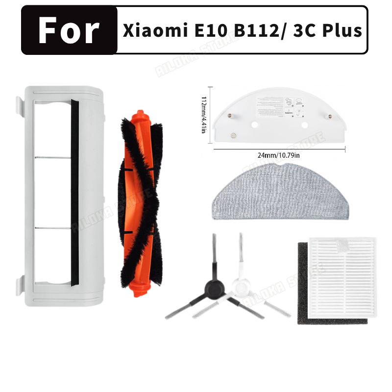 【อุปกรณ์เสริม】สำหรับ For Xiaomi E10 E10C E12 S20 D106 B112 สำหรับอะไหล่เครื่องดูดฝุ่นหุ่นยนต์ For Mijia 3C Plus C103 แปรงด้านข้างหลัก แผ่นกรอง ผ้าถูพื้น
